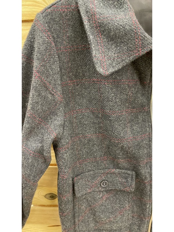 Chaqueta de cuadros con botones delanteros y cremallera 2