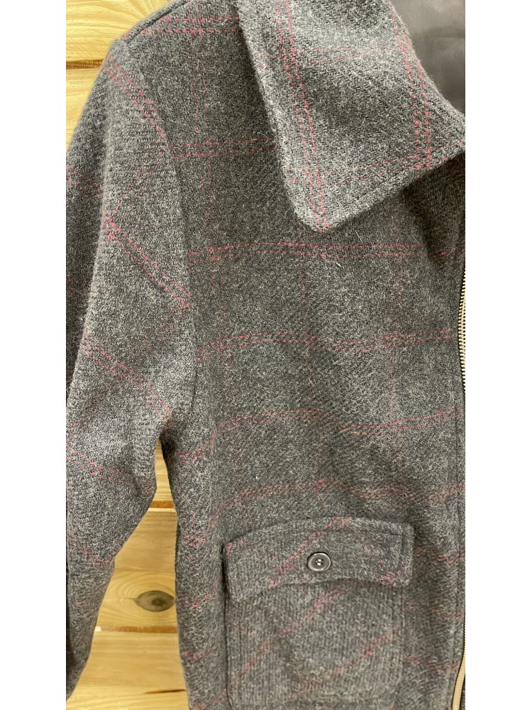 Chaqueta de cuadros con botones delanteros y cremallera