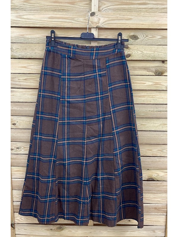Falda larga de cuadros con cinturilla elastica Carolina