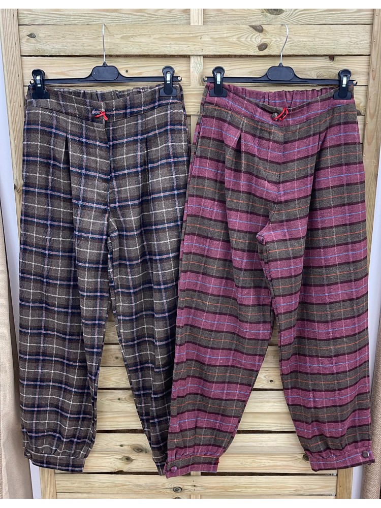 Pantalon bombacho de cuadros Rita