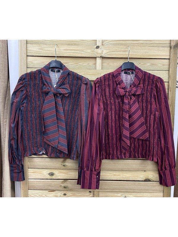 Camisa fruncida con lazada Elisa