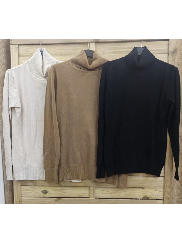 Jersey básico liso de cuello alto