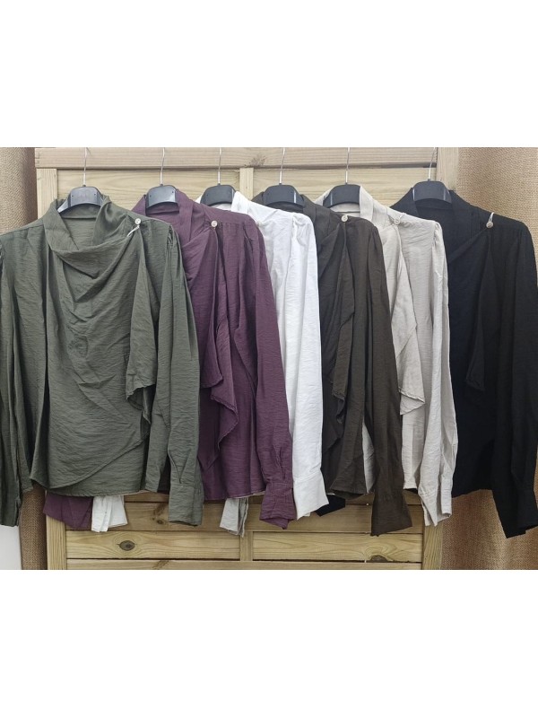 Camisa lisa con cruce delantero