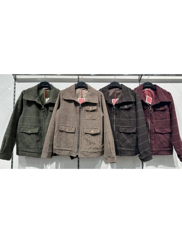 Chaqueta Magda de espigas y cuadros