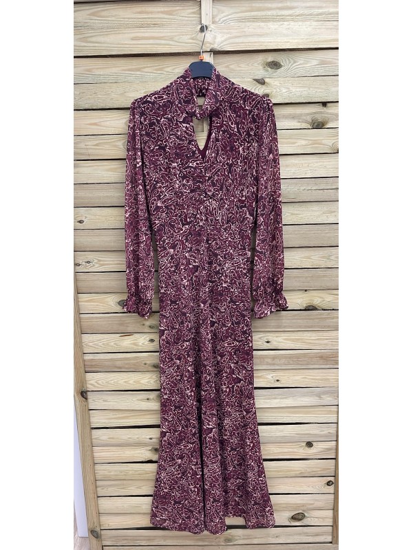 Vestido estampado con frunce en pecho y abertura