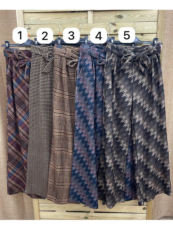 Maxi pantalon estampado con cinturón