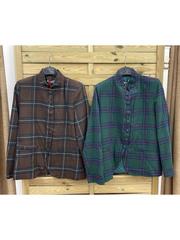 Chaqueta Carolina de cuadros con cuello mao