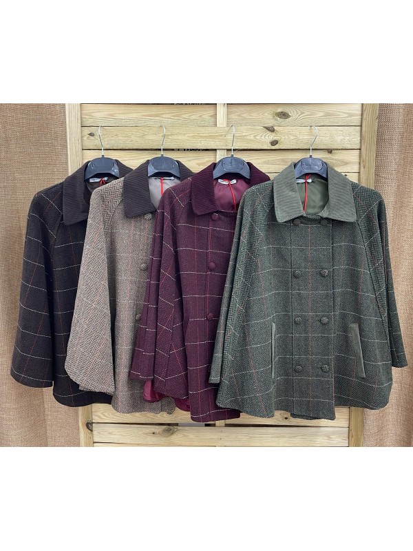 Capa Magda de espigas y cuadros