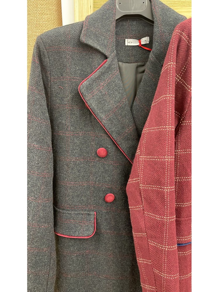 Abrigo largo Lucia de cuadros con vivo