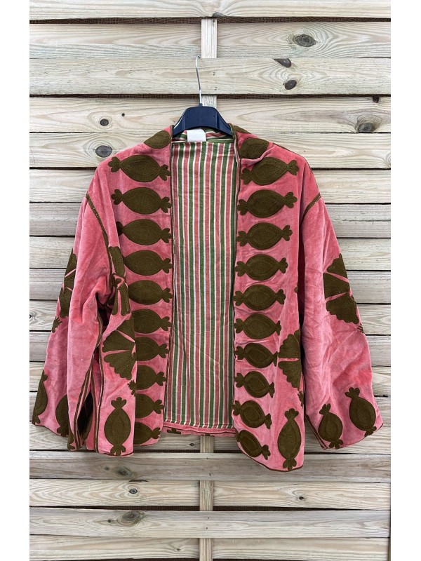 Kimono corto de terciopelo bordado
