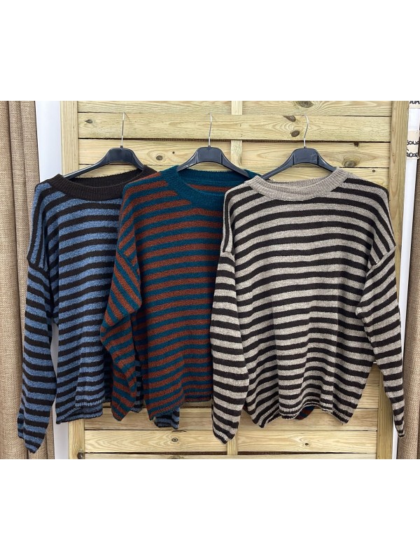 Jersey bicolor de rayas con vivo