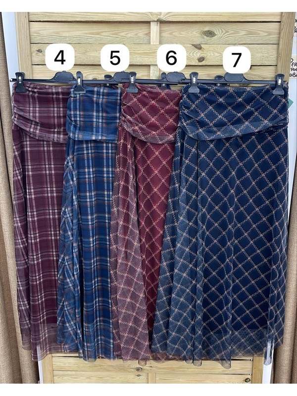 Falda de tul estampada fruncida en cintura 2