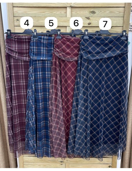 Falda de tul estampada fruncida en cintura