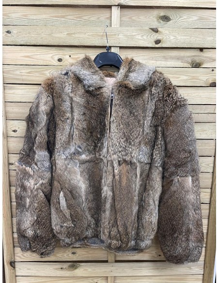 Abrigo de pelo natural con capucha