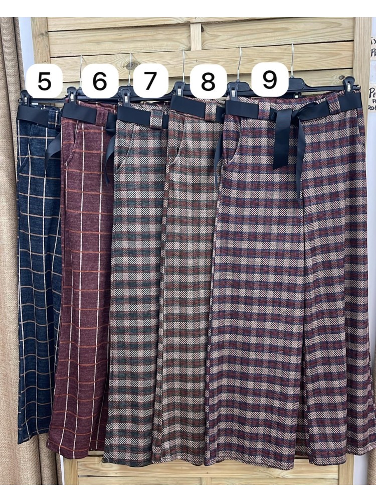 Pantalon cuadros de paño con cinta negra