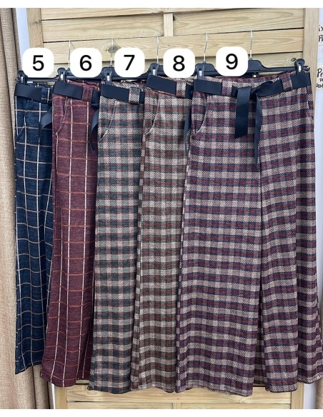 Pantalon cuadros de paño con cinta negra