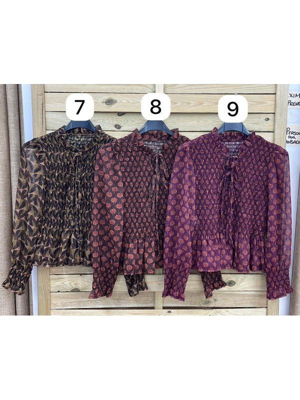 Camisa fruncida de gasa con lazos delanteros 2