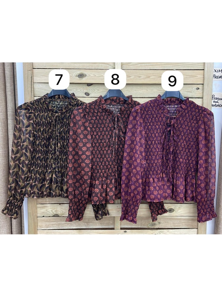 Camisa fruncida de gasa con lazos delanteros