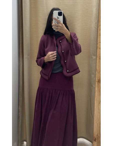 Chaqueta vivo burdeos ondulado