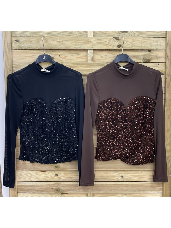 Top combinado lentejuelas