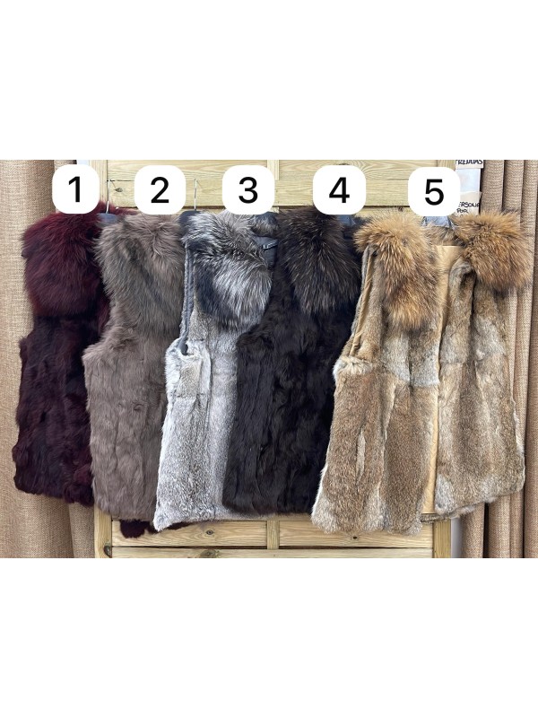 Chaleco de colores de pelo natural con cuello