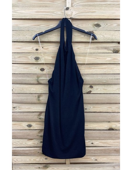 Vestido mini halter de brillito con espalda descubierta