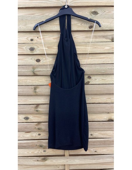 Vestido mini halter de brillito con espalda descubierta