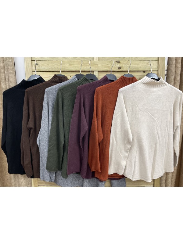 Jersey con canalé en cuello y manga francesa