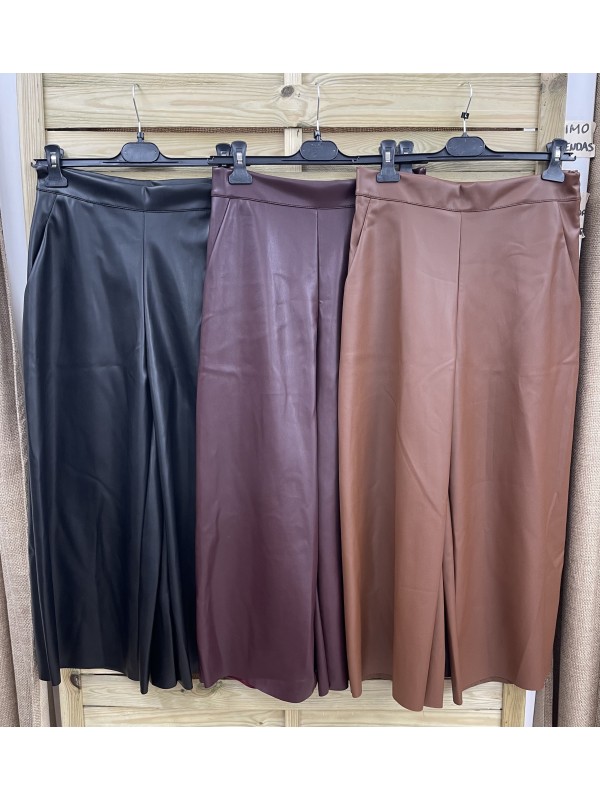Pantalón midi efecto piel