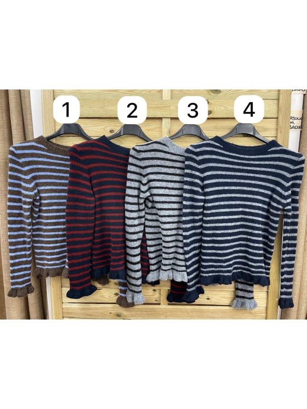 Jersey de rayitas con volante en bajo y mangas