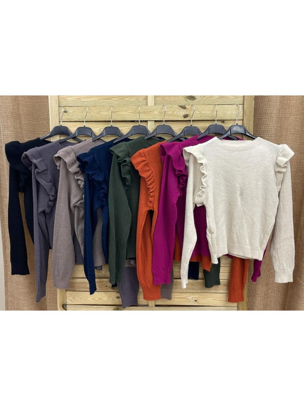 Jersey con volante en hombros