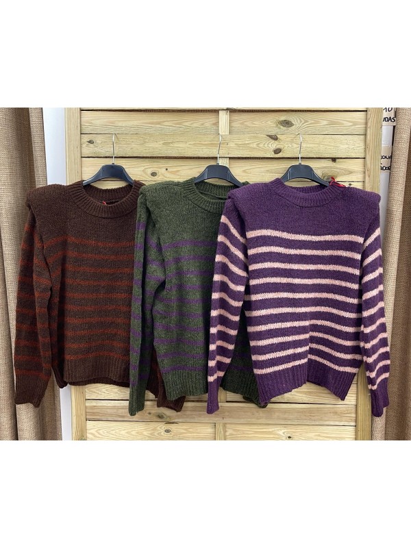 Jersey de rayas con maxi hombreras