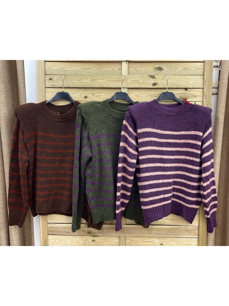 Jersey de rayas con maxi hombreras