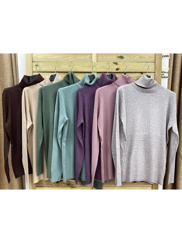 Jersey básico fino con cuello alto de canale