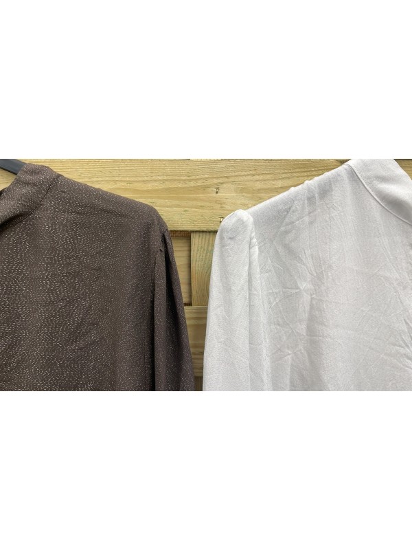 Camisa brillitos plata con abertura 2