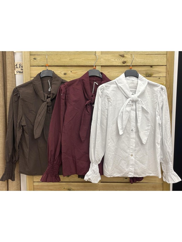 Camisa textura cuadritos con lazo