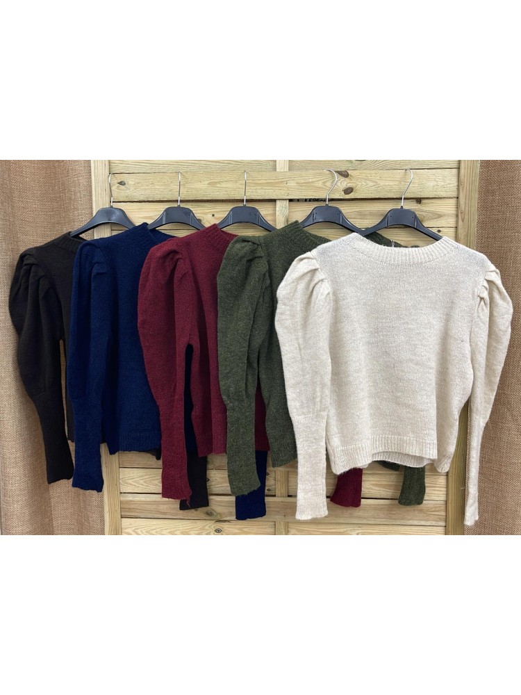 Jersey con frunce en hombros y maxi puños