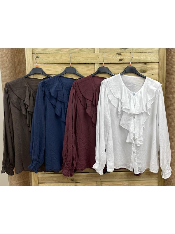 Camisa con doble volante delantero