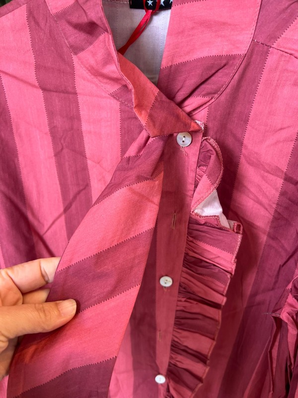 Camisa rayas Malaga con volante y nudo 2