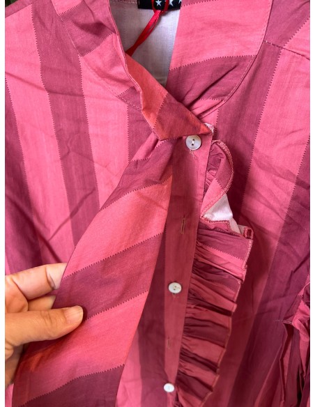 Camisa rayas Malaga con volante y nudo