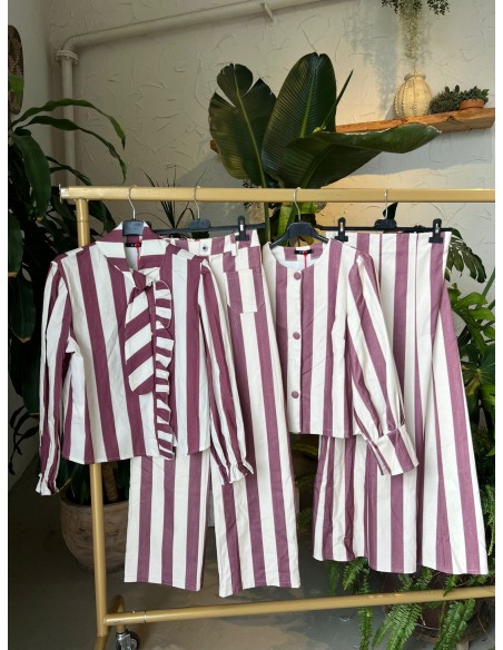 Camisa rayas Malaga con volante y nudo