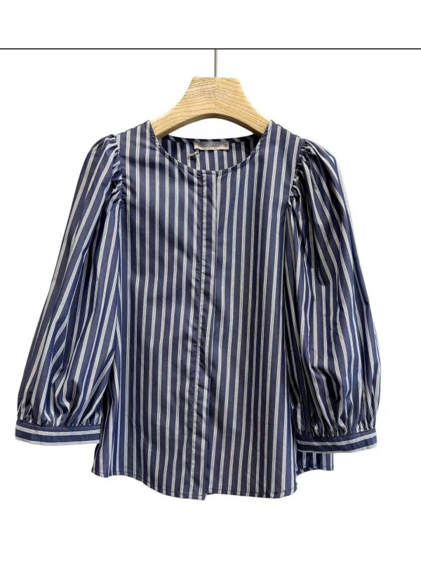 Camisa de rayas con manga francesa abullonada 2