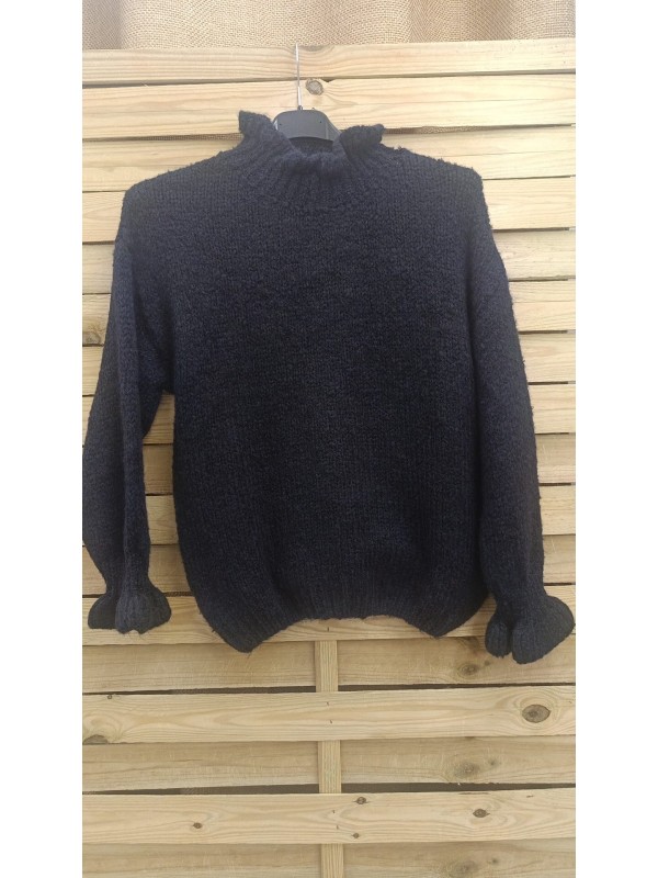 Jersey liso con vuelo en cuello y puños 2