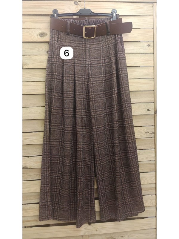 Maxi pantalon de cuadros con cinturón 2