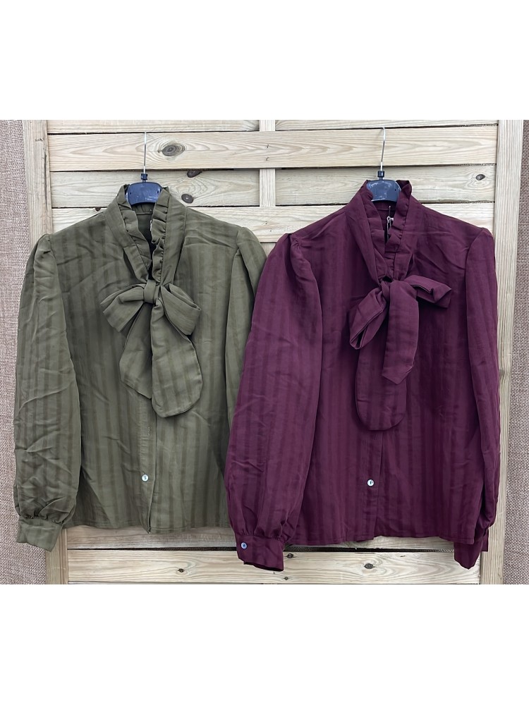 Camisa con lazada y vuelo en hombros Belén