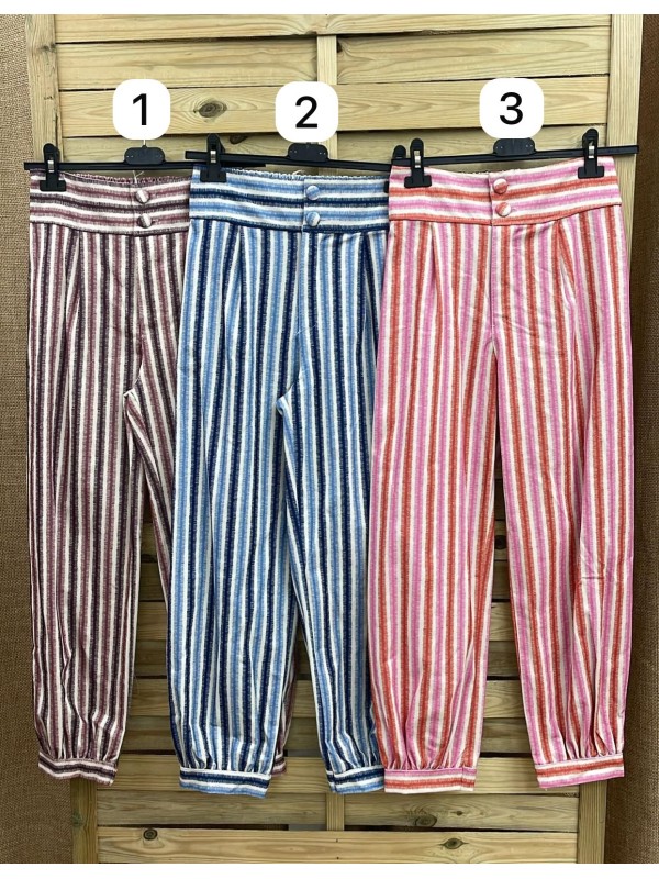 Pantalón bombacho de rayitas bicolor