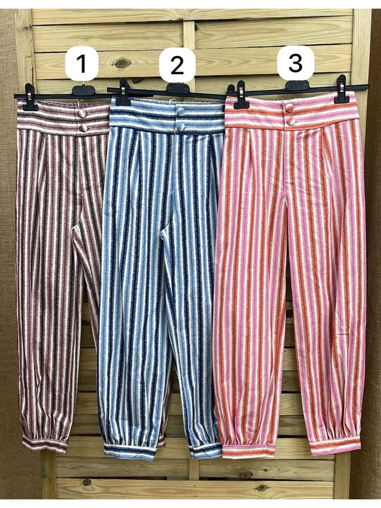 Pantalón bombacho de rayitas bicolor