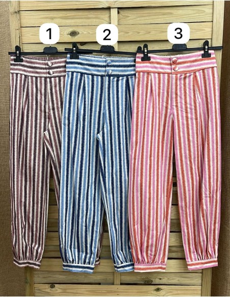 Pantalón bombacho de rayitas bicolor