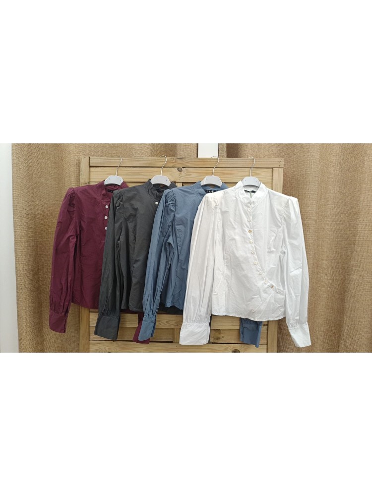 Camisa lisa parte delantera cruzada con botones