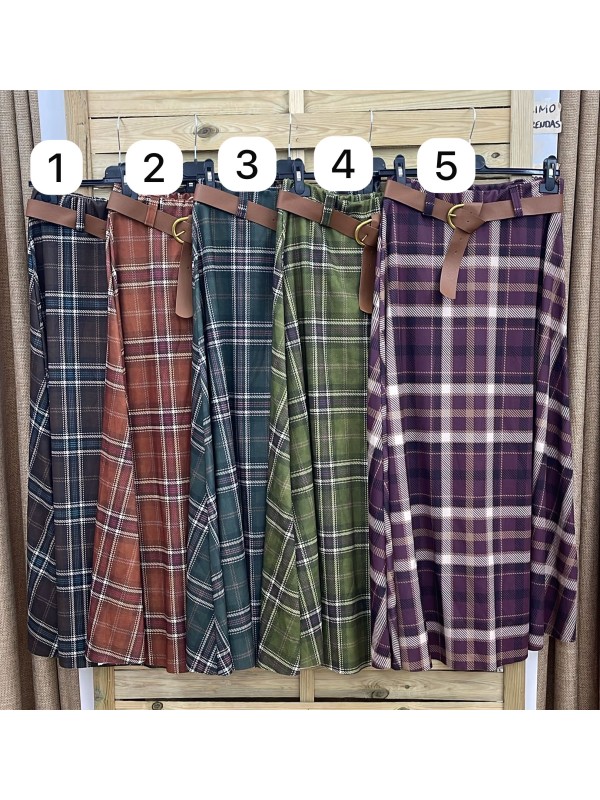 Falda cuadros Marisa con cinturón